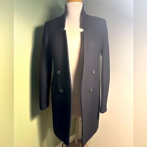 All Saints Black Wool Peacoat Jacket Size 4